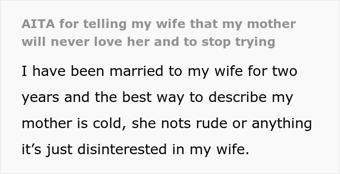 Family Drama Ensues After Wife Keeps Trying To Make MIL Like Her, Husband Tells Her She Never Will Family Drama Ensues After Wife Keeps Trying To Make MIL Like Her, Husband Tells Her She Never Will
