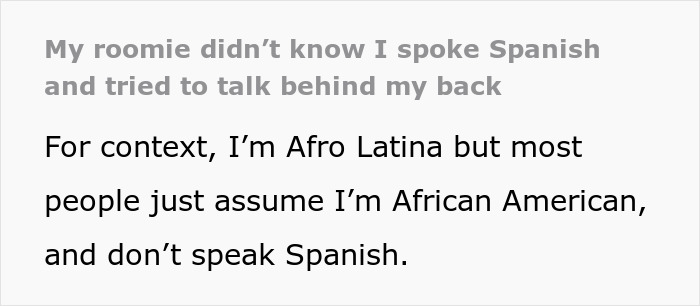 "La cara de esta chica estaba roja.": Mujer afrolatina sabe español para su compañera de cuarto chismosa