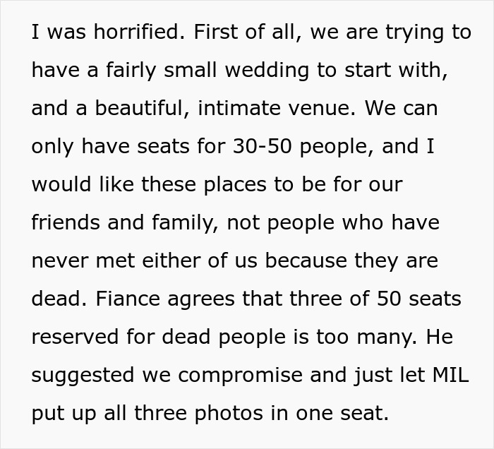 Bride Refuses To Reserve Seats For MIL’s Miscarried And Stillborn Children At Her Wedding