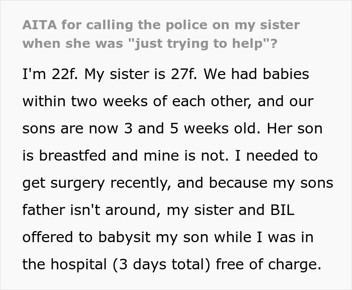 Mom Walks In On Sister Breastfeeding Her Child, Calls The Police When She Figures Out Why 