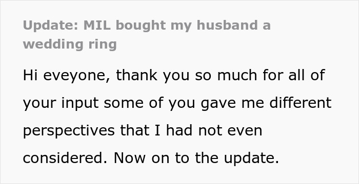 Mom Buys Her Son A Backup Wedding Band 3 Months After Wedding, Wife Is Baffled And Vents Online Mom Buys Her Son A Backup Wedding Band 3 Months After Wedding, Wife Is Baffled And Vents Online