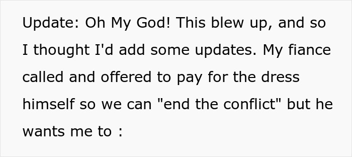 Woman's Fiancé Lets His Mom Try On Her Wedding Dress, Knowing She Would Be Livid, Drama Ensues Woman's Fiancé Lets His Mom Try On Her Wedding Dress, Knowing She Would Be Livid, Drama Ensues