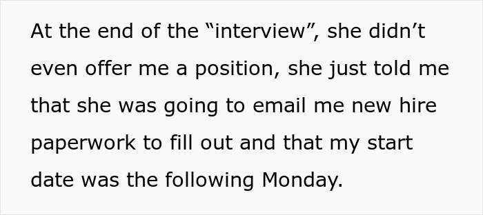 Woman Gets A Job And Can Start Monday Immediately After An Hour-Long Interview With No Questions