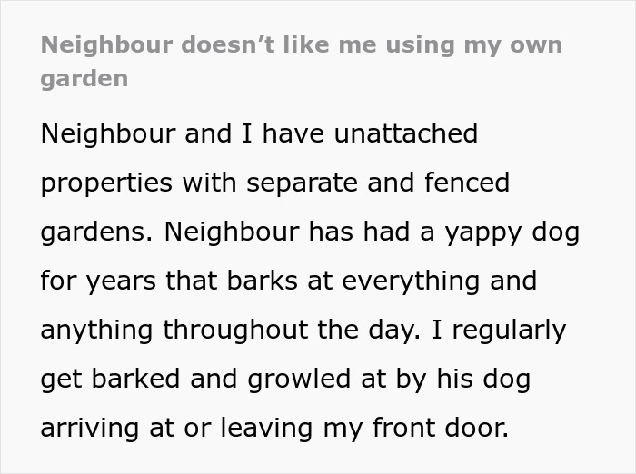 "Neighbor Doesn't Like Me Using My Own Garden" "Neighbor Doesn't Like Me Using My Own Garden"
