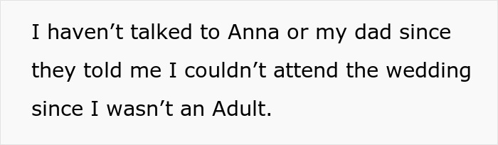 Teen Called A “Selfish Brat” For Exposing Why Dad And Stepmom Excluded Her From Wedding Teen Called A “Selfish Brat” For Exposing Why Dad And Stepmom Excluded Her From Wedding
