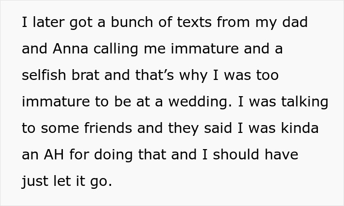 Teen Called A “Selfish Brat” For Exposing Why Dad And Stepmom Excluded Her From Wedding Teen Called A “Selfish Brat” For Exposing Why Dad And Stepmom Excluded Her From Wedding