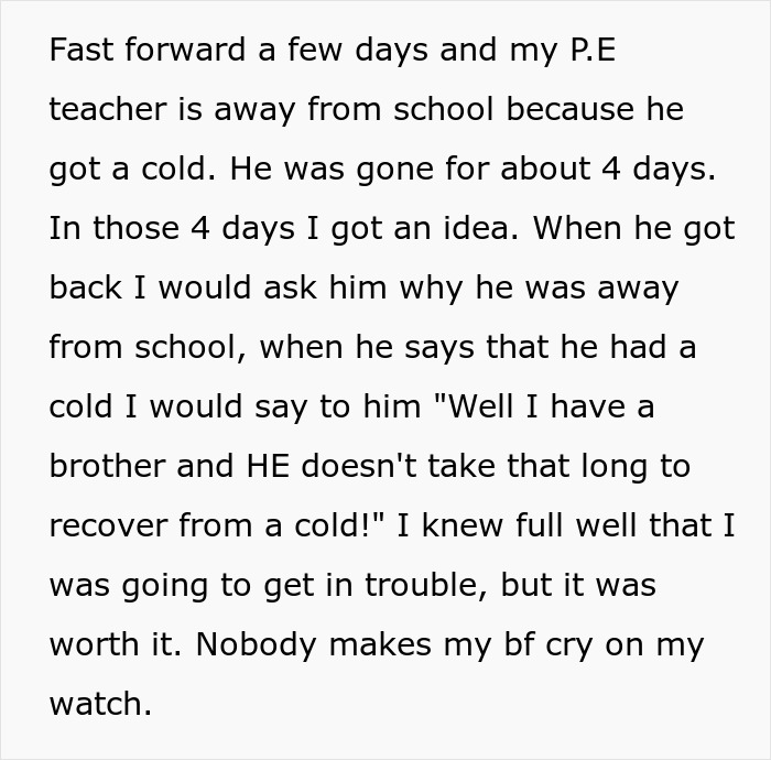 GF Finds A Perfect Way To Embarrass P.E. Teacher For Berating Her BF For His Period GF Finds A Perfect Way To Embarrass P.E. Teacher For Berating Her BF For His Period