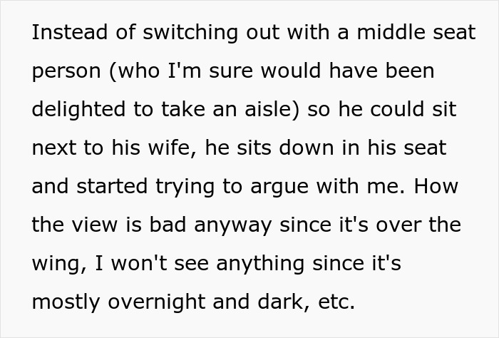 Plane Passenger Is Shut Down By Woman Who Wouldn’t Switch Seats With Him On An 11-Hour Flight Plane Passenger Is Shut Down By Woman Who Wouldn’t Switch Seats With Him On An 11-Hour Flight