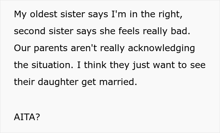 Woman Decides To Skip On Sister’s Child-Free Wedding And Be The Babysitter, Enraging The Bride