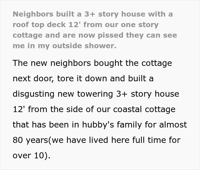 Entitled Family Builds Massive House, Are Now Upset About “Accidentally” Peeping On Neighbors Entitled Family Builds Massive House, Are Now Upset About “Accidentally” Peeping On Neighbors