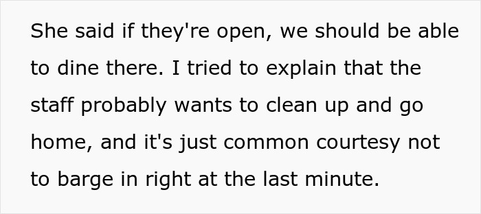 Woman Doesn’t Get What’s Wrong With Going To A Restaurant Before Closing, Gets A Reality Check Woman Doesn’t Get What’s Wrong With Going To A Restaurant Before Closing, Gets A Reality Check