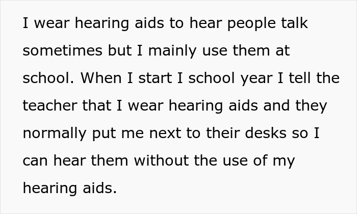 Woman Wonders If She’s A Jerk For Using Her Hearing Aids To Make An Annoying Classmate Look Stupid Woman Wonders If She’s A Jerk For Using Her Hearing Aids To Make An Annoying Classmate Look Stupid