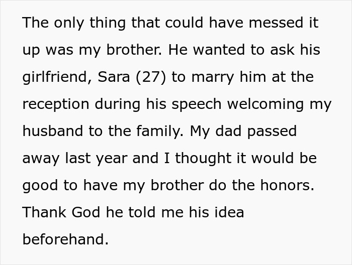 Sister Uses Blackmail To Prevent Her Brother From Proposing While Giving A Speech At Her Wedding Sister Uses Blackmail To Prevent Her Brother From Proposing While Giving A Speech At Her Wedding