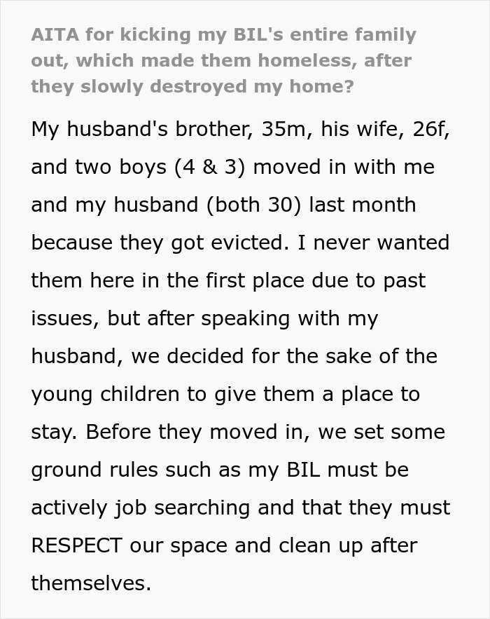 Woman Can't Stand Her BIL's Family Destroying Her Home, Kicks Them Out And Makes Them Homeless