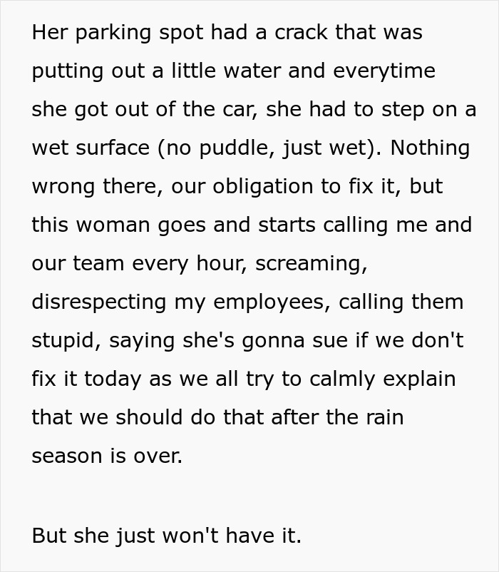 Karen Demands To Have The Crack In Her Parking Spot Filled Now, The Workers Maliciously Comply Karen Demands To Have The Crack In Her Parking Spot Filled Now, The Workers Maliciously Comply