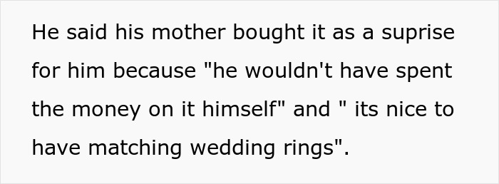 Mom Buys Her Son A Backup Wedding Band 3 Months After Wedding, Wife Is Baffled And Vents Online Mom Buys Her Son A Backup Wedding Band 3 Months After Wedding, Wife Is Baffled And Vents Online