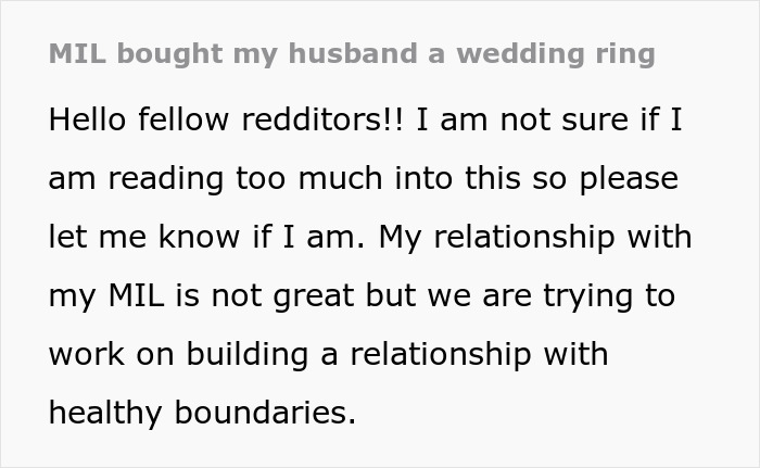 Mom Buys Her Son A Backup Wedding Band 3 Months After Wedding, Wife Is Baffled And Vents Online Mom Buys Her Son A Backup Wedding Band 3 Months After Wedding, Wife Is Baffled And Vents Online