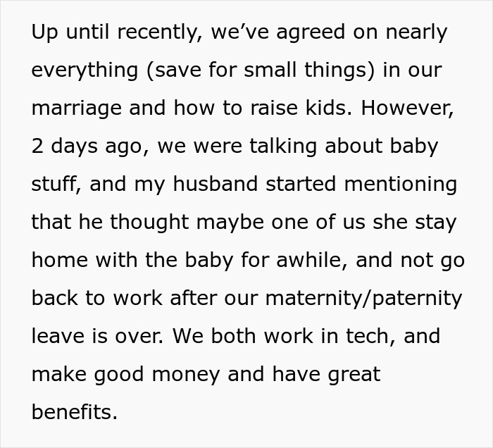 Pregnant Woman Gives Spouse A Wake-Up Call Over His Idea Of Her Being A Stay-At-Home Mom Pregnant Woman Gives Spouse A Wake-Up Call Over His Idea Of Her Being A Stay-At-Home Mom