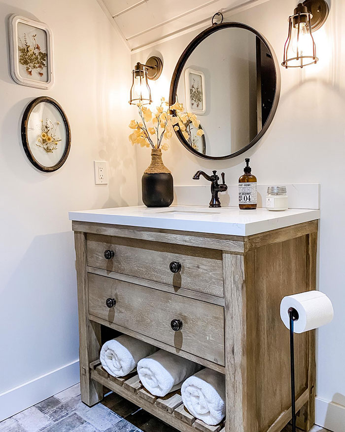 Open Wooden Bathroom Vanity