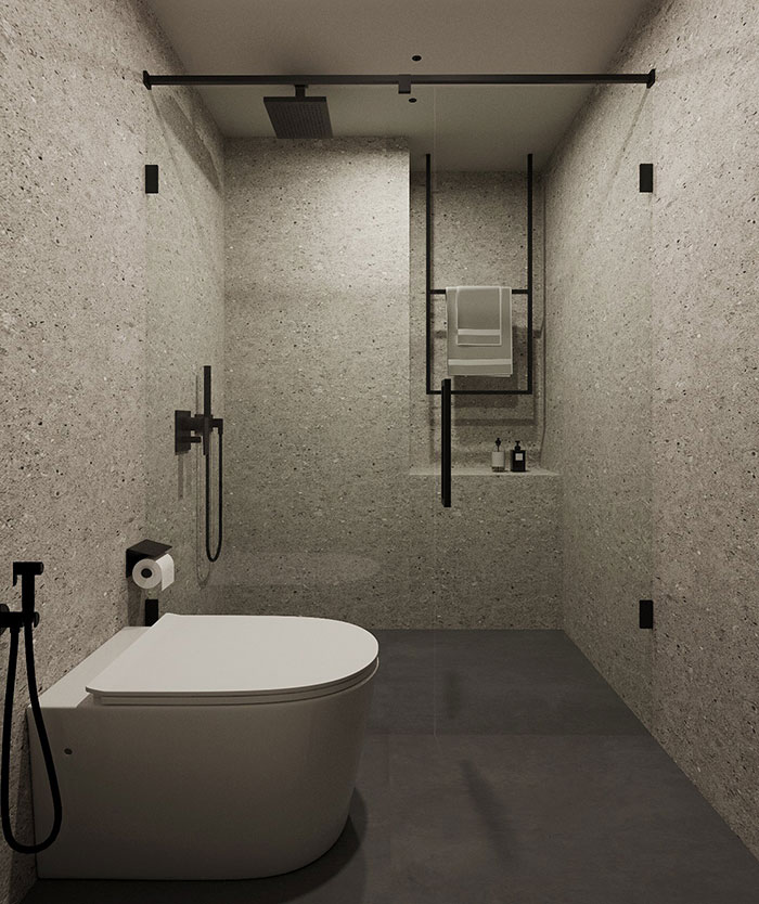 Minimalist Grey And Black Bathroom Minimalist Grey And Black Bathroom