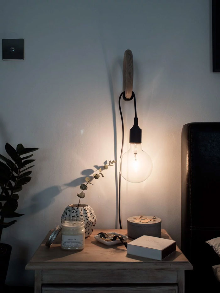 Interesting glass bedside lamp 