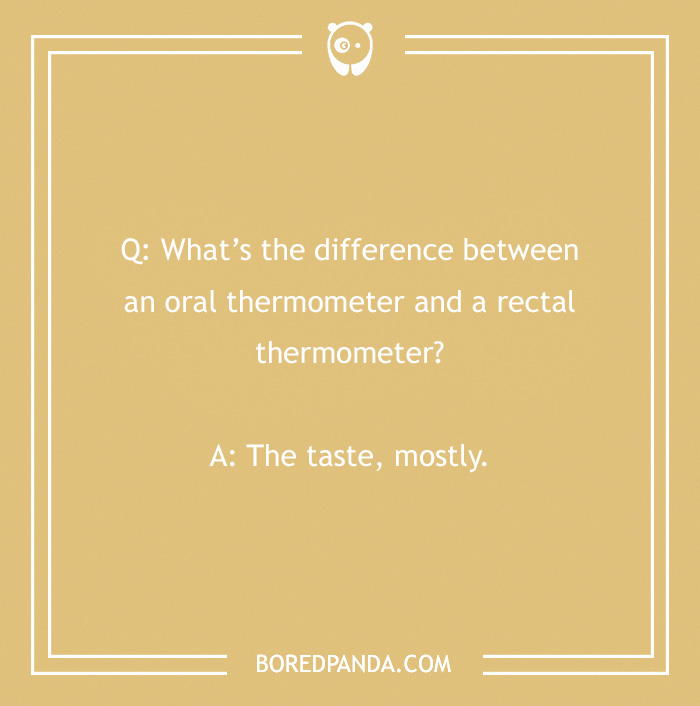 Funny clean joke about thermometers on a yellow background.