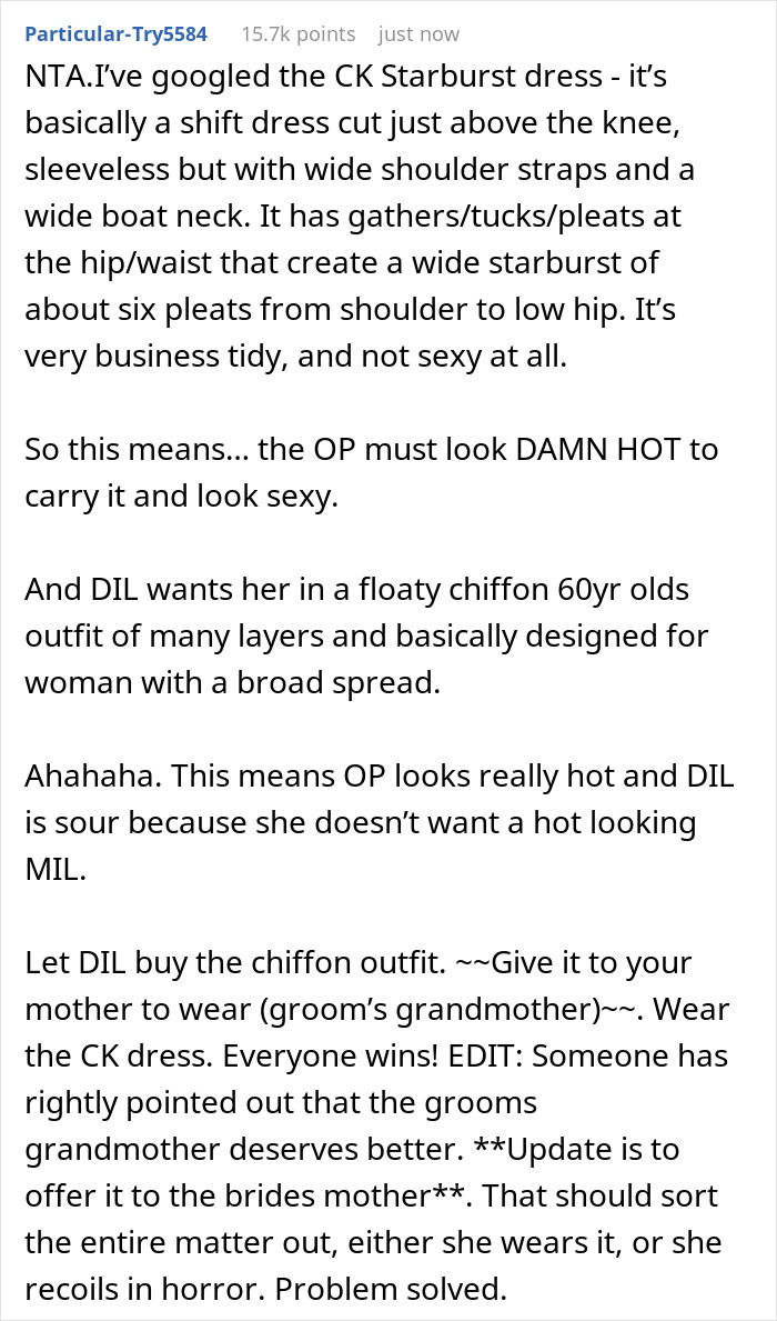 Bride Considers Her MIL's Dress For Upcoming Wedding 'Overly Sexy', Folks Online Don't Find It So Bride Considers Her MIL's Dress For Upcoming Wedding 'Overly Sexy', Folks Online Don't Find It So