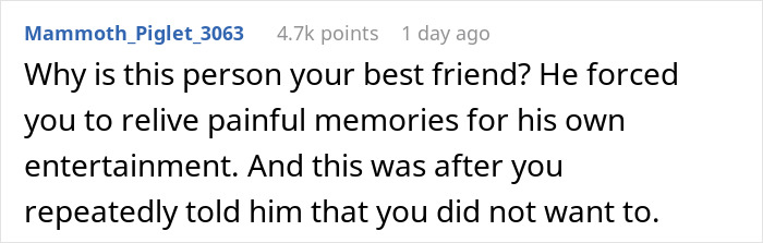 Person Complies With Friend Begging Them To Share Their Traumatic Childhood Story, Ruins The Party