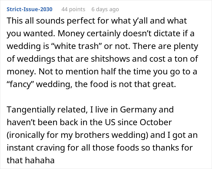 Man Blasts Coworker’s Choice Of Wedding Food, Calls It “White Trash” Man Blasts Coworker’s Choice Of Wedding Food, Calls It “White Trash”