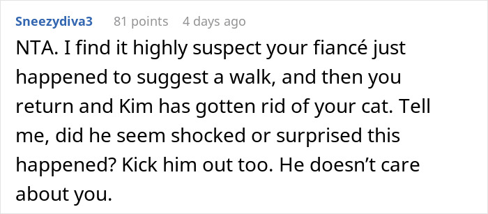 Woman Chooses Her Elderly Cat Over Fiancé And His Pregnant Daughter, Gets Full Support Online Woman Chooses Her Elderly Cat Over Fiancé And His Pregnant Daughter, Gets Full Support Online