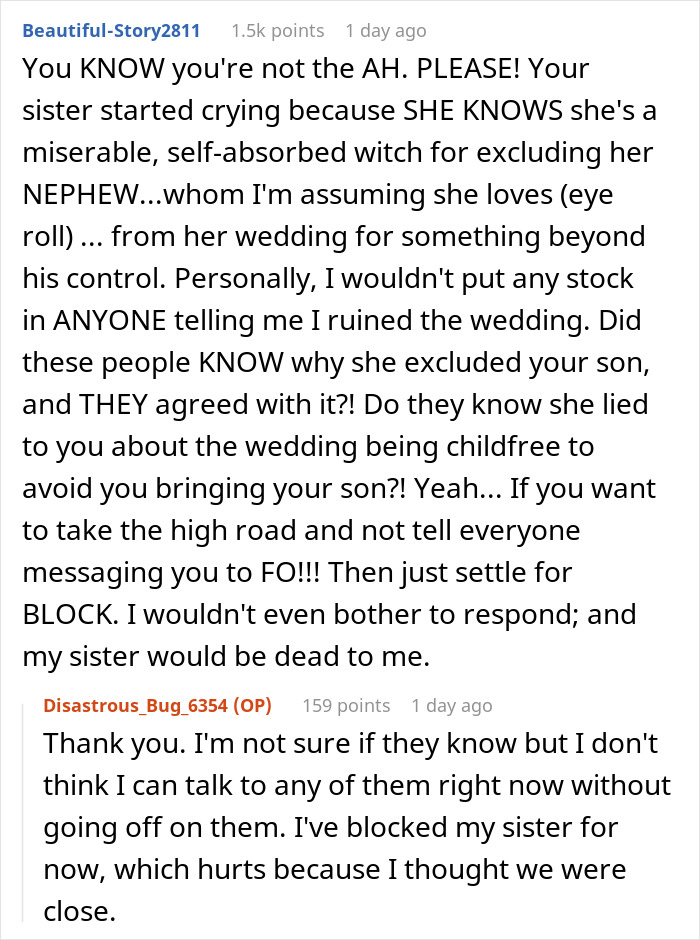 Man Guilted For Leaving Sister’s Wedding Over Son’s Exclusion, Asks The Internet For Help Man Guilted For Leaving Sister’s Wedding Over Son’s Exclusion, Asks The Internet For Help
