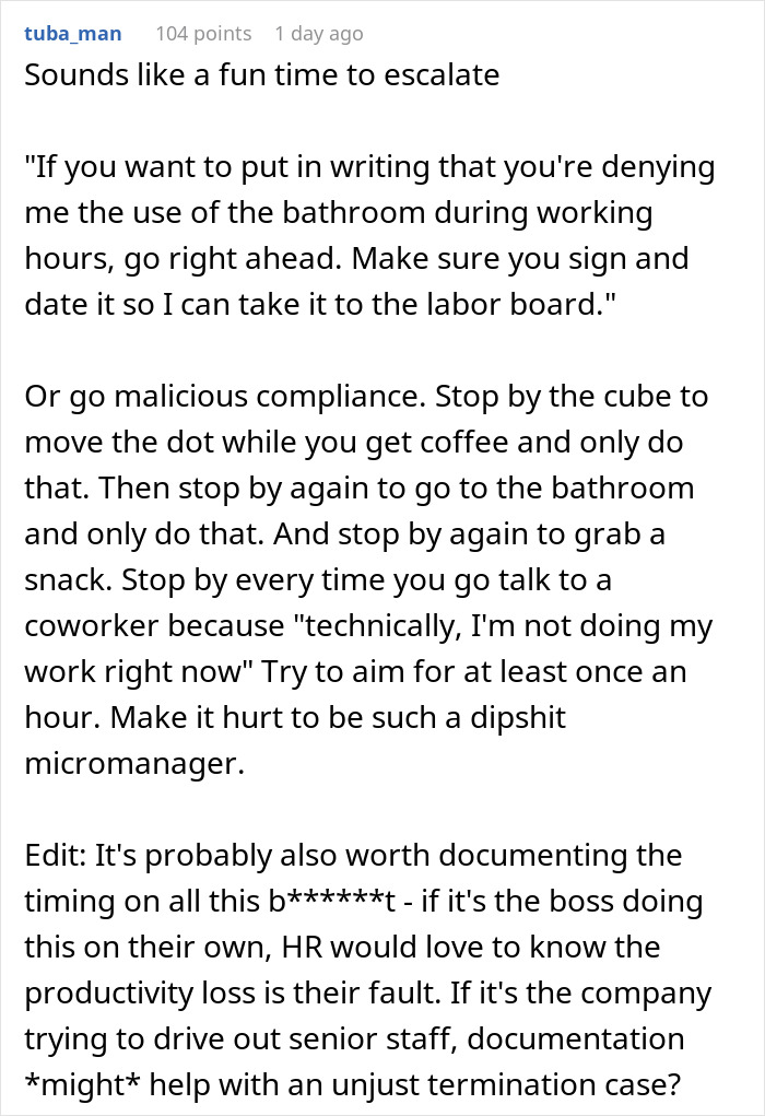 New Boss Risks Losing A High-Performing Employee With His Ridiculous Bathroom Rule