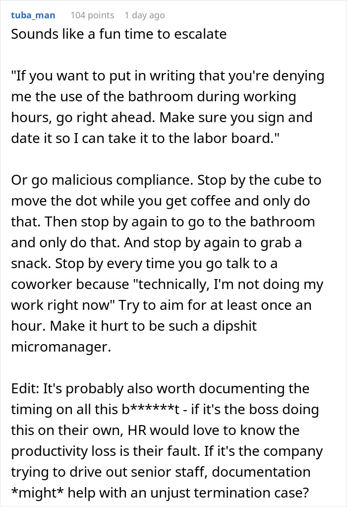 New Boss Risks Losing A High-Performing Employee With His Ridiculous Bathroom Rule New Boss Risks Losing A High-Performing Employee With His Ridiculous Bathroom Rule
