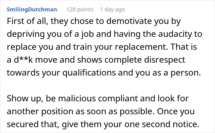 Company Will Lay Off This Person, Asks Them To “Remain Professional” And Train The Replacements