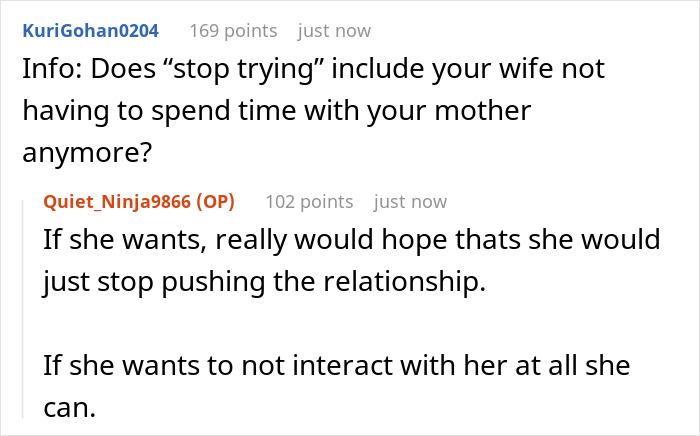 Family Drama Ensues After Wife Keeps Trying To Make MIL Like Her, Husband Tells Her She Never Will Family Drama Ensues After Wife Keeps Trying To Make MIL Like Her, Husband Tells Her She Never Will