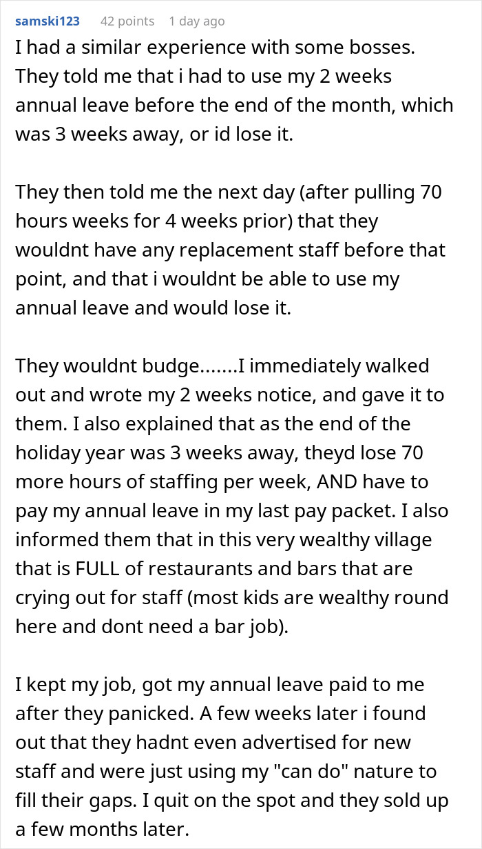 Person Quits On The Spot After Boss Changes Their Mind About Their Weekend Off Person Quits On The Spot After Boss Changes Their Mind About Their Weekend Off