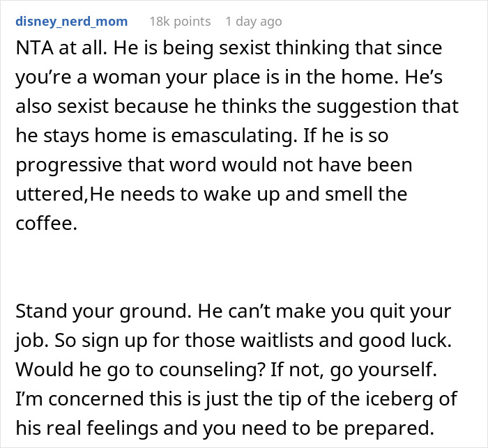 Pregnant Woman Gives Spouse A Wake-Up Call Over His Idea Of Her Being A Stay-At-Home Mom Pregnant Woman Gives Spouse A Wake-Up Call Over His Idea Of Her Being A Stay-At-Home Mom