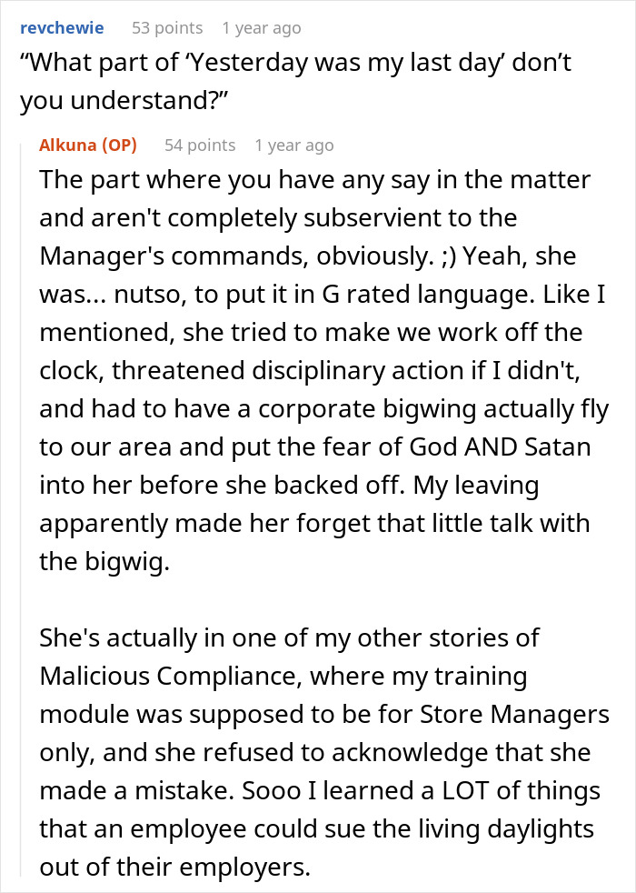 Manager Demands Ex-Employee Come Into Work, They Laugh In Her Face Manager Demands Ex-Employee Come Into Work, They Laugh In Her Face