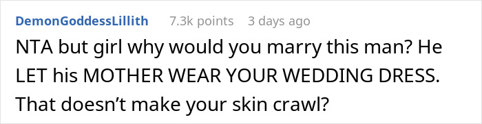 Woman's Fiancé Lets His Mom Try On Her Wedding Dress, Knowing She Would Be Livid, Drama Ensues Woman's Fiancé Lets His Mom Try On Her Wedding Dress, Knowing She Would Be Livid, Drama Ensues