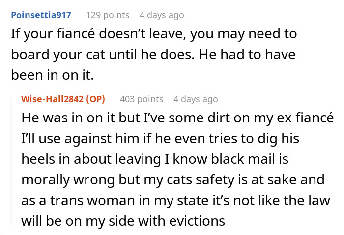 Woman Chooses Her Elderly Cat Over Fiancé And His Pregnant Daughter, Gets Full Support Online