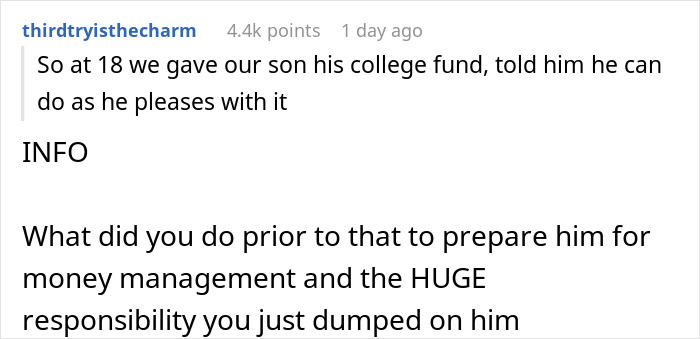 20 Y.O. Spends All His College Money On Traveling, Parents Show Him That Actions Have Consequences