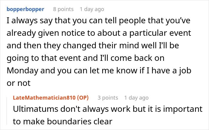 Person Quits On The Spot After Boss Changes Their Mind About Their Weekend Off Person Quits On The Spot After Boss Changes Their Mind About Their Weekend Off
