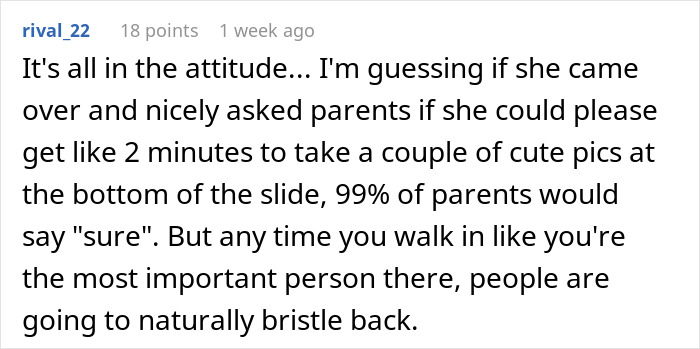 “Entitled Parent Wants To Clear A Kids’ Park To Do A Photoshoot” “Entitled Parent Wants To Clear A Kids’ Park To Do A Photoshoot”