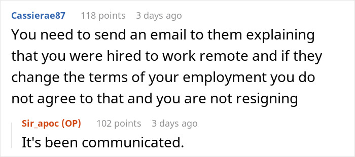 Worker Given 90 Days To Return To Office Or Be Terminated, Refuses To Go Down Without A Fight Worker Given 90 Days To Return To Office Or Be Terminated, Refuses To Go Down Without A Fight