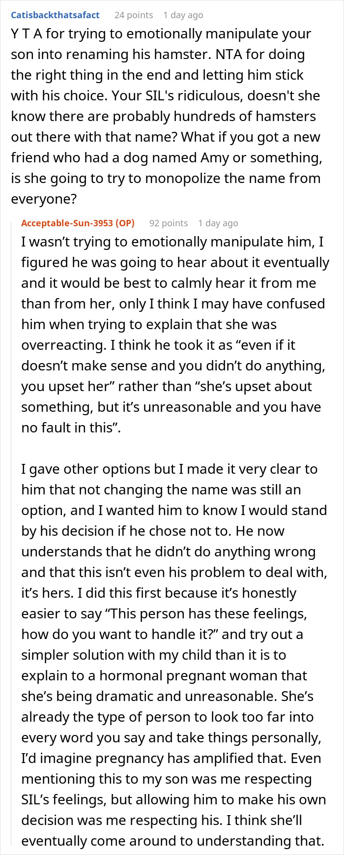 Parent Won’t Make Son Change Hamster's Name Which SIL Wants For Her Child, She Absolutely “Blows Up” Parent Won’t Make Son Change Hamster's Name Which SIL Wants For Her Child, She Absolutely “Blows Up”