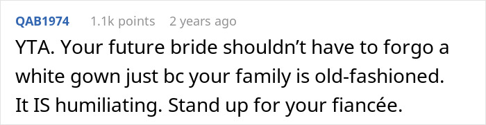 “[Am I The Jerk] For Convincing My Girlfriend Not To Wear A White Dress On Our Wedding Day?”
