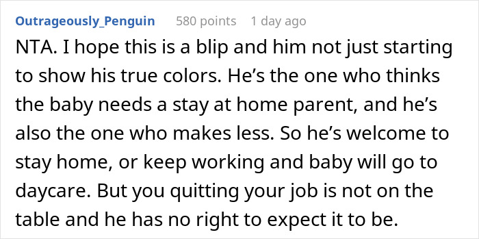 Pregnant Woman Gives Spouse A Wake-Up Call Over His Idea Of Her Being A Stay-At-Home Mom Pregnant Woman Gives Spouse A Wake-Up Call Over His Idea Of Her Being A Stay-At-Home Mom