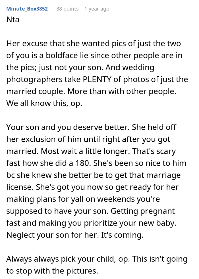 "She Hasn't Stopped Crying": Man Cancels Honeymoon After Wife Edited His Son Out Of Wedding Pics "She Hasn't Stopped Crying": Man Cancels Honeymoon After Wife Edited His Son Out Of Wedding Pics