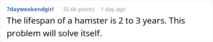 Parent Won’t Make Son Change Hamster's Name Which SIL Wants For Her Child, She Absolutely “Blows Up” Parent Won’t Make Son Change Hamster's Name Which SIL Wants For Her Child, She Absolutely “Blows Up”