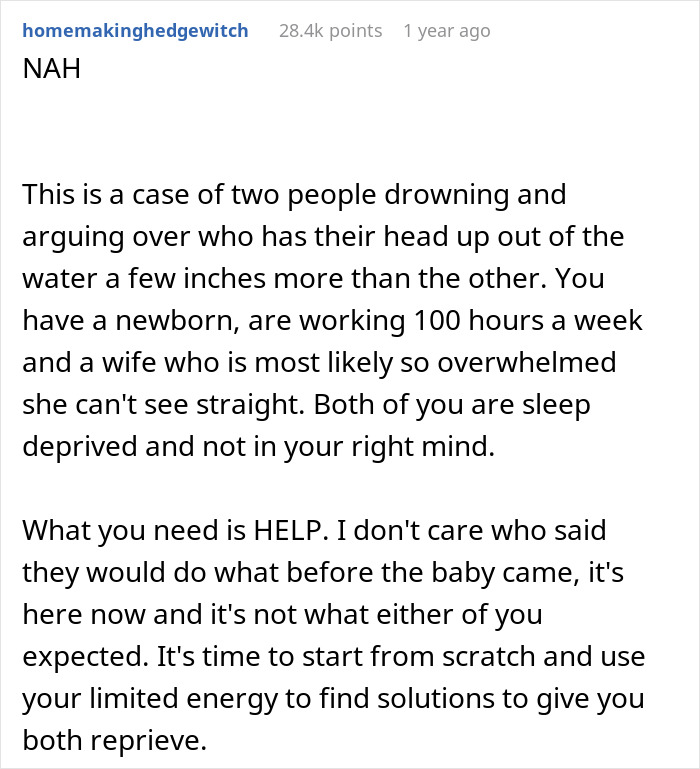 “Am I The Jerk For Not Helping My Partner With Our Newborn?”